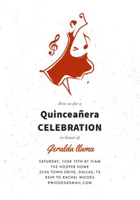 Red Illustrated Quinceanera Birthday Invitation Card Birthday Design