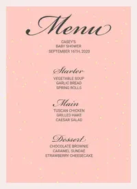 Pink and Grey Baby Shower Party Menu  Baby Shower 