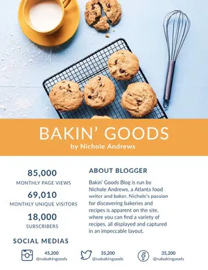 Orange Food Blogger Media Kit with Cookies Small Business