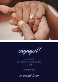 Navy Blue and Couple Hands Engagement Invitation Wedding