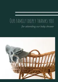 Green and White Thank You Card Baby Shower 