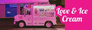 Pink, Bright, Flashy Ice Cream Truck Ad Twitter Header Social Media Marketing