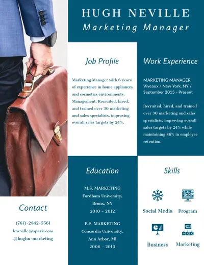 Blue and White Infographic Resume Infographic Ideas