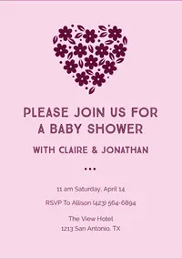 Red and Pink Baby Shower Invitation Baby Shower 