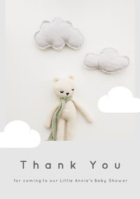Grey and Teddy Bear Thank You Card Baby Shower 