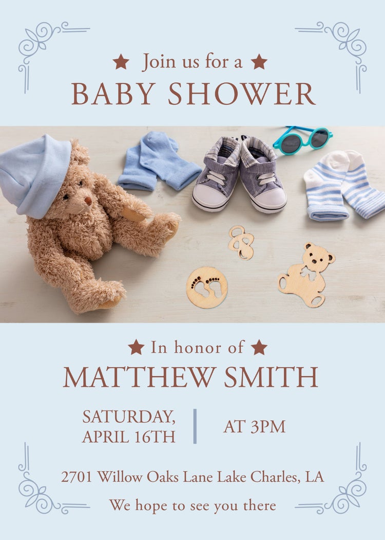 Blue Baby Shower Invitation