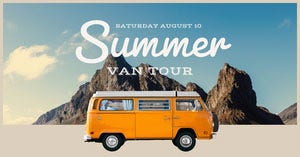 Blue and Orange Summer Van Tour Social Post Social Media Marketing