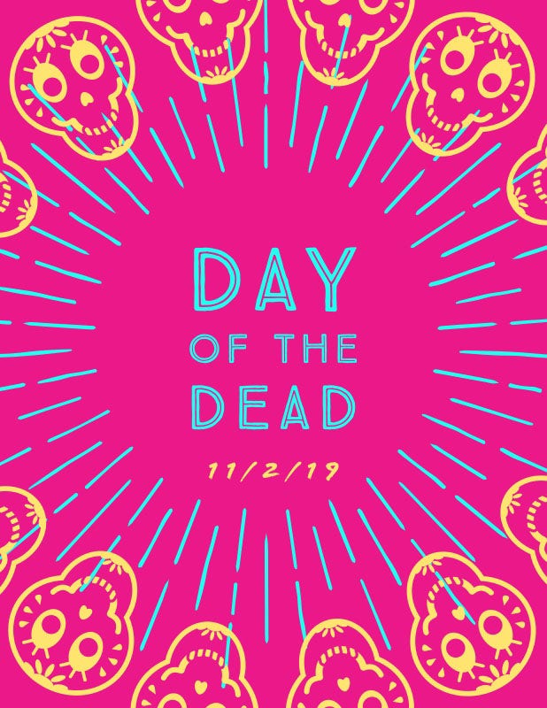 Pink Mexican Day of the Dead Flyer with Skulls Poster Ideas