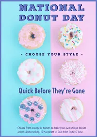 Violet Pink and Blue National Donut Day Flyer Small Business