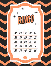 Orange Zig Zag Halloween Party Bingo Card Halloween Party