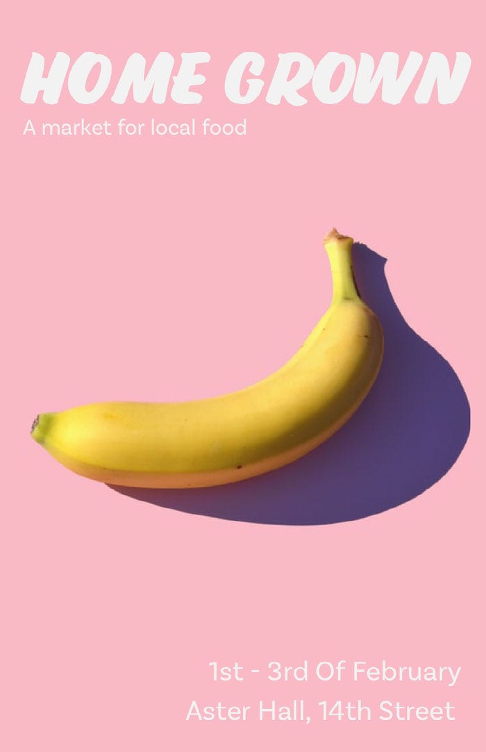 Pink and Yellow Banana Local Farmer's Market Flyer Poster Ideas