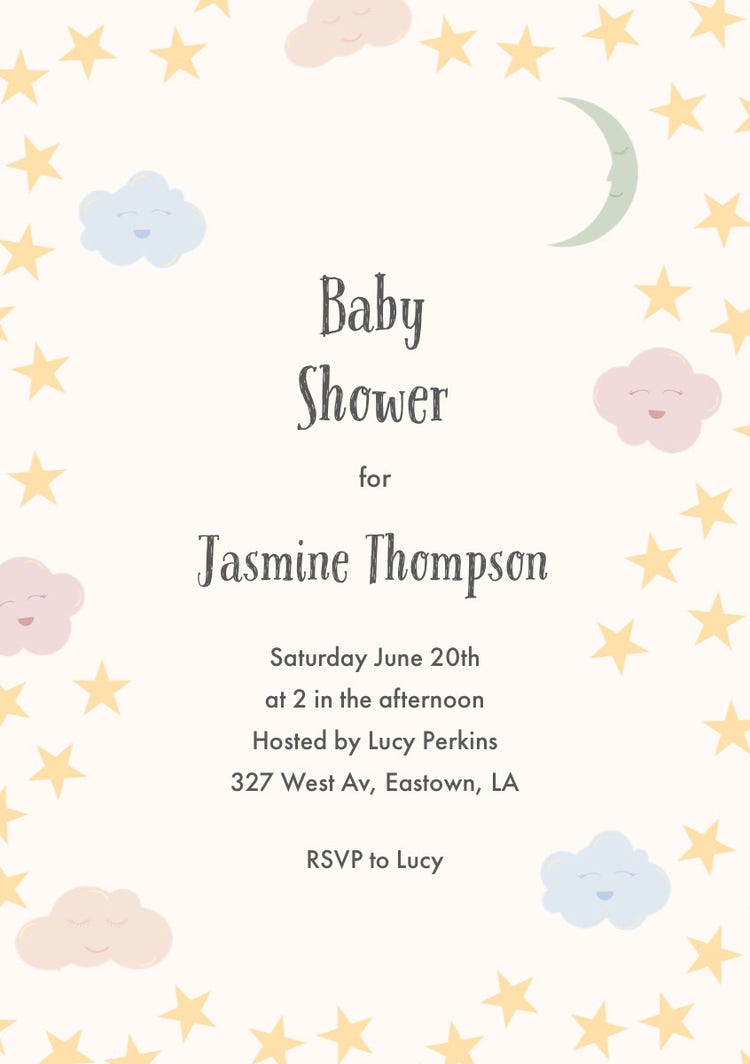 Yellow Star Baby Shower Invitation