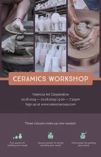Warm Earthy Tones Ceramics Workshop Flyer with Collage Small Business