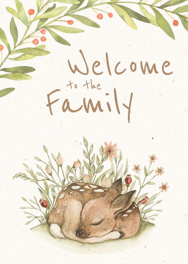 Brown & Green Baby Welcome Card