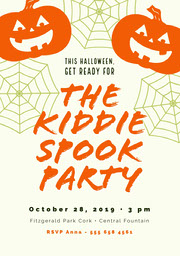 Orange and White Halloween Kid Spooky Party Invitation  Halloween Party