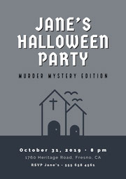  Grey and White Halloween Murder Mystery Party Invitation Halloween Party