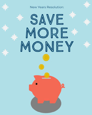 Save Money New Years Resolution Instagram Portrait with Piggybank Happy New Year 