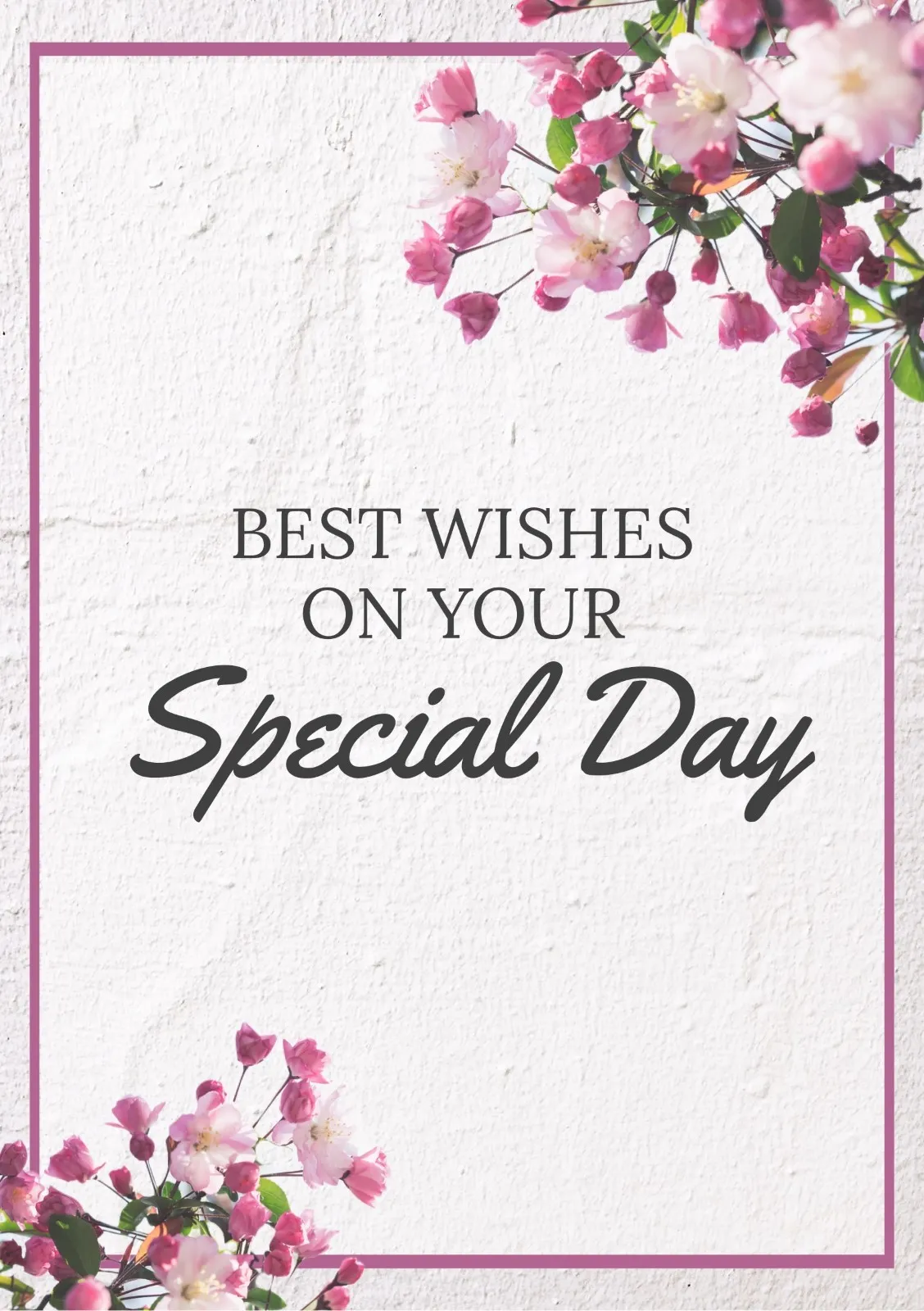 White & Pink Floral Special Day A5 Print Card