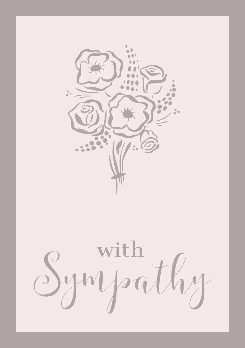 Pale Brown Elegant Floral Sympathy Card