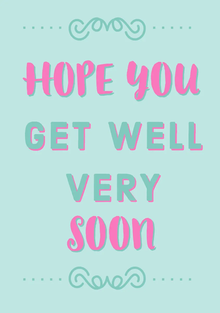 Pink and Blue Get Well Soon Card