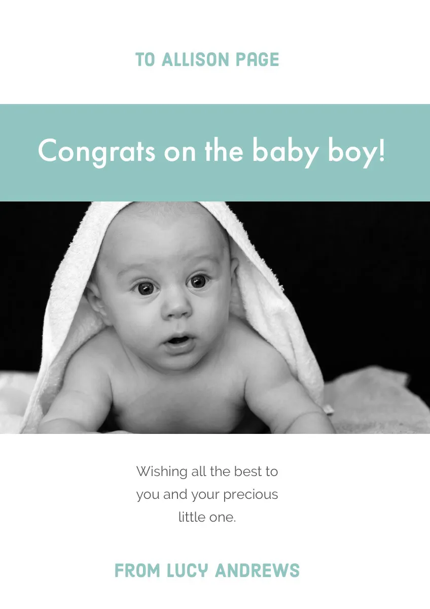 Blue Baby Congratulations Card with Photo