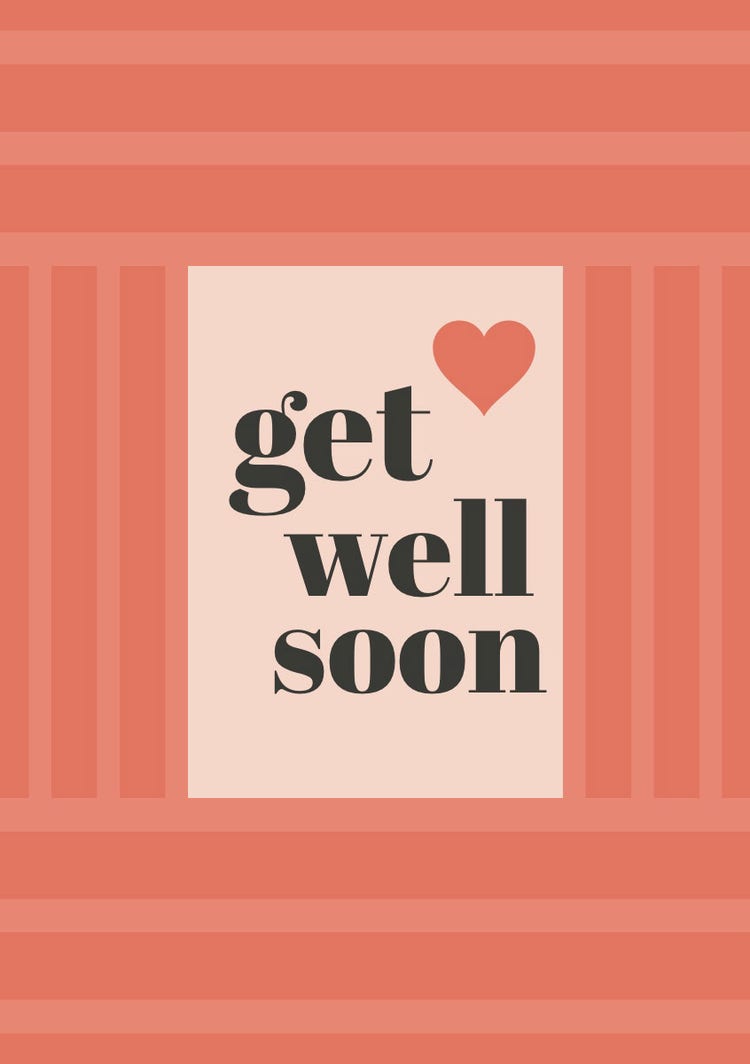 Red Get Well Soon Card with Heart