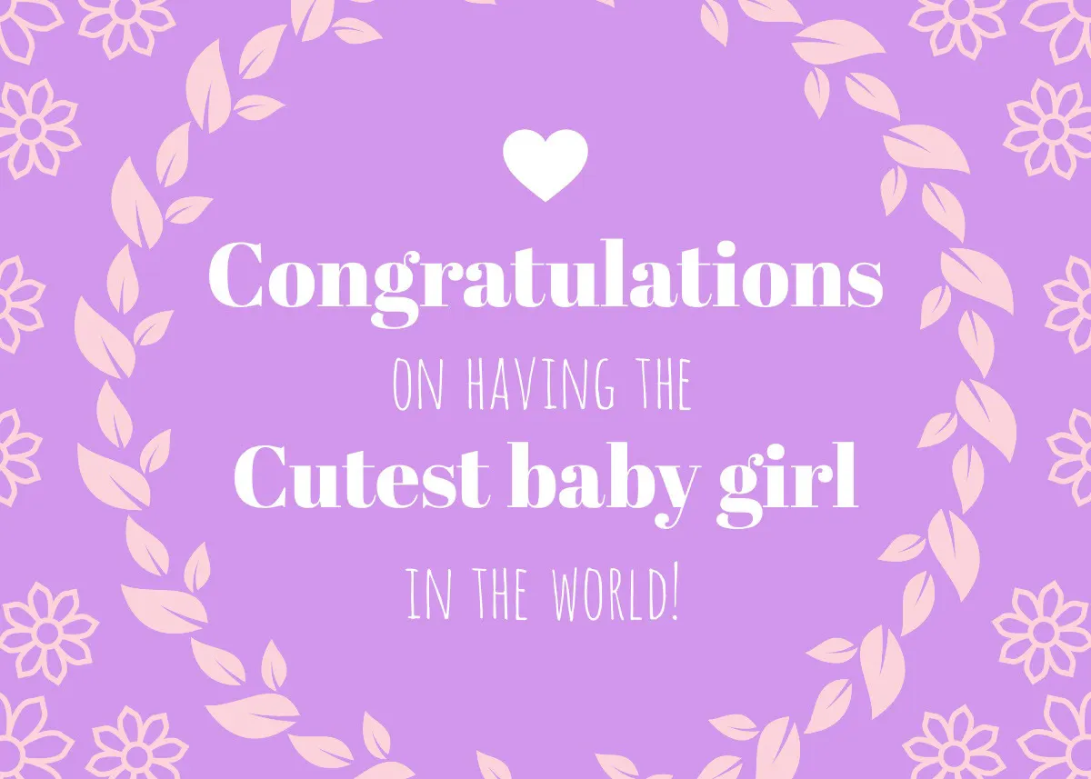 Pink Decorative Baby Birth Congratulations Card