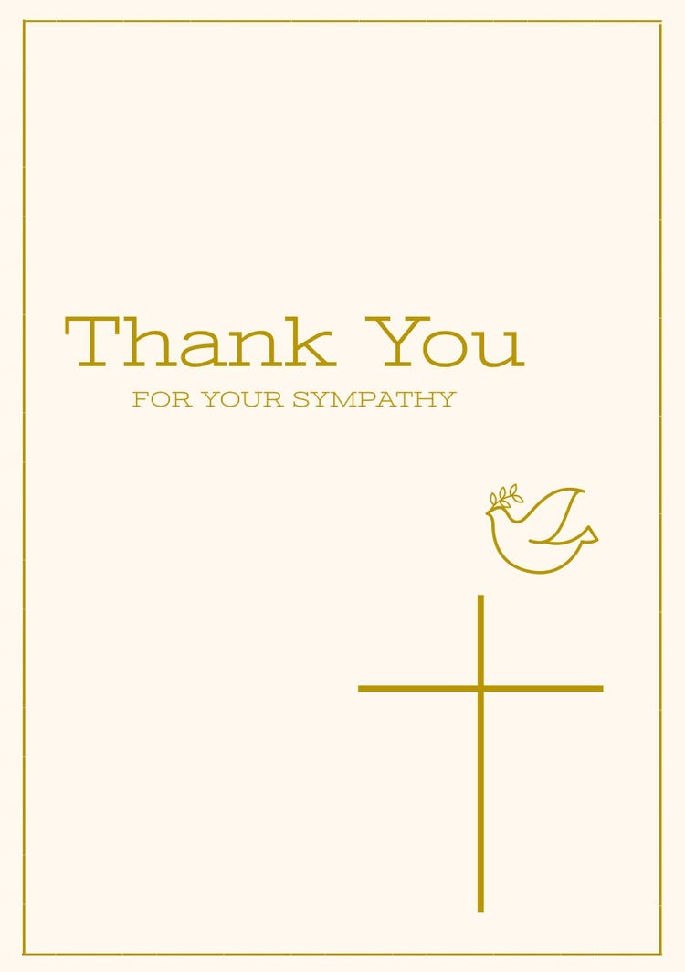 Gold and White Thank You for Attending Funeral Card