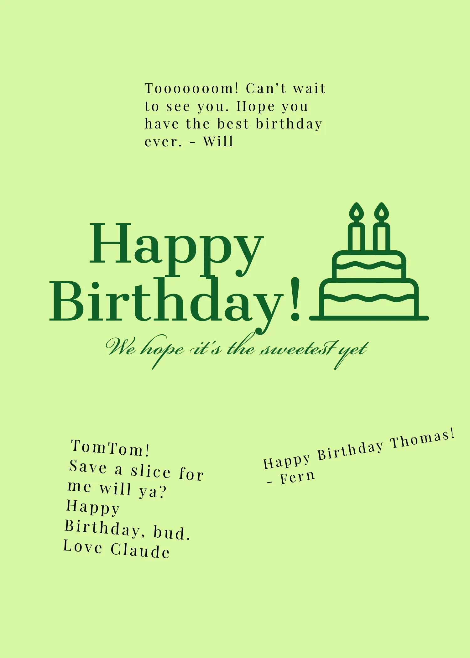 Green Shareable Group Birthday Card