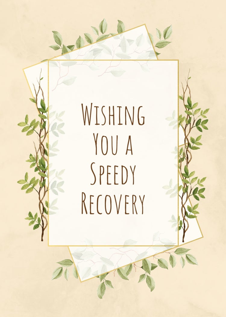 Cream Gold and Green Wishing You a Speedy Recovery Card