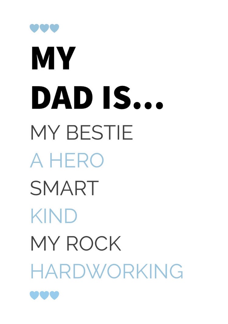 Blue Typography Fathers Day Cad