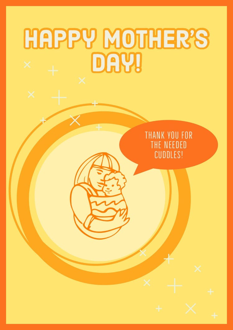 Yellow and Orange, Light Toned Mothers Day Card