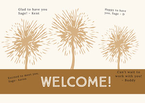 brown dandelion group welcome card Welcome Card Messages