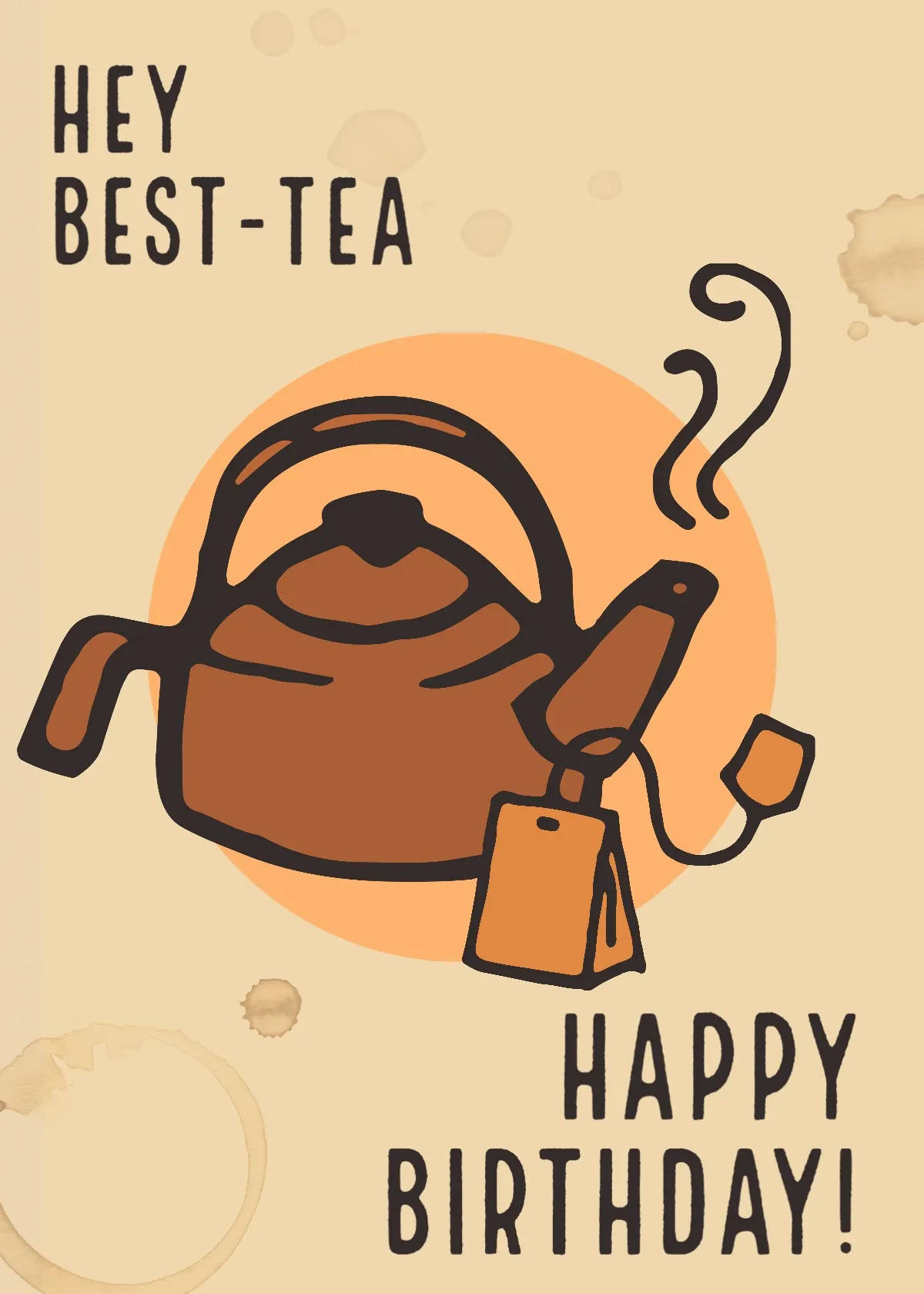 Black, Muted and Orange Best Tea Birthday card