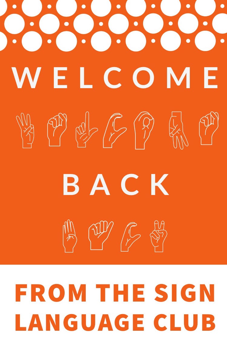 Orange and White Welcome Back Poster