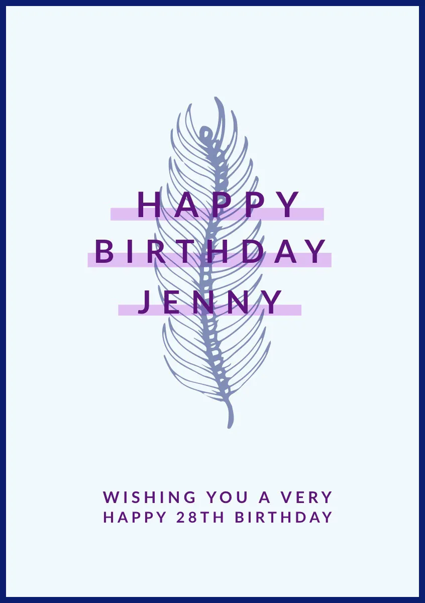 Violet and White Happy Birthday Card