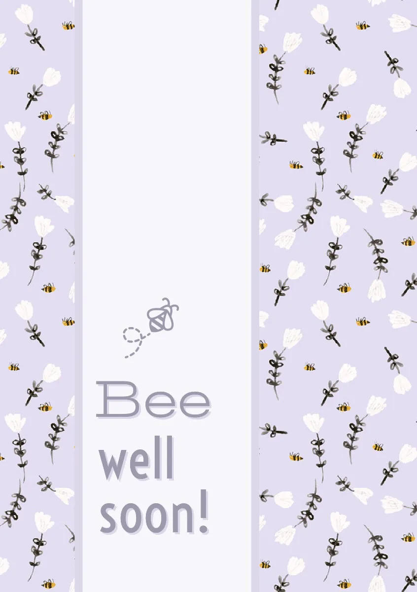 Pink Bee Pun Get Well Soon Card with Flowers