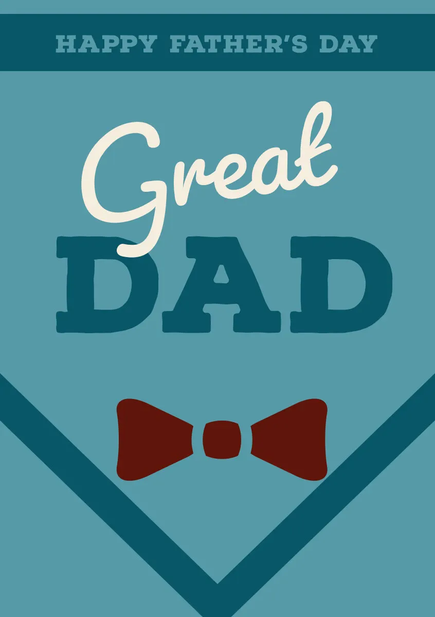 Blue Fathers Day Card with Bow Tie