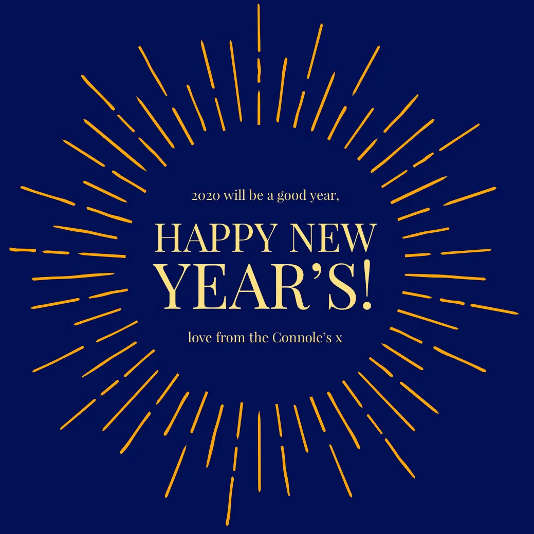 Navy and Gold Happy New Year Instagram Square with Beams