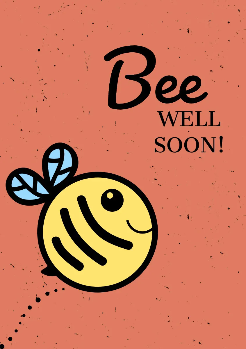 Orange Bee Pun Get Well Soon Card