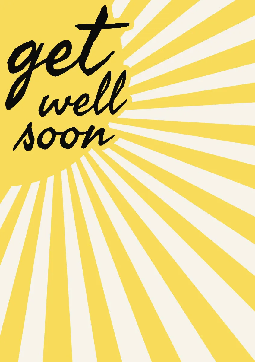 Yellow Get Well Soon Card with Sunshine