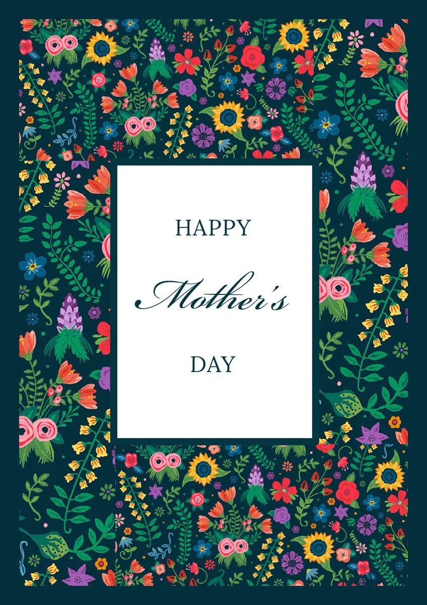 Floral Calligraphy Mothers Day Card