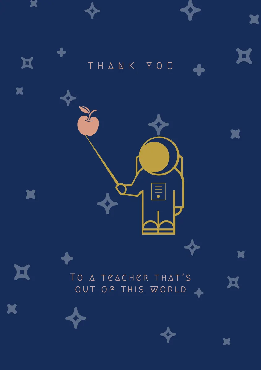 Navy Blue and Yellow Thank You Card