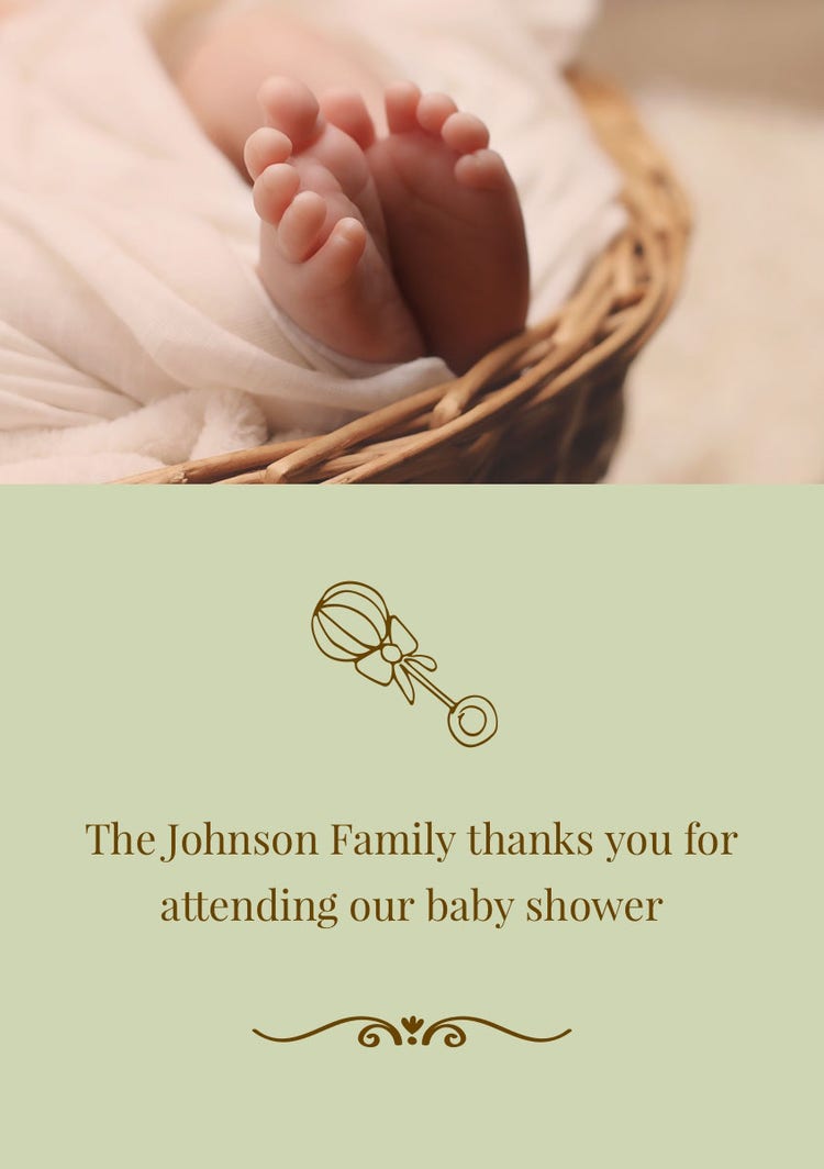 Green Baby Shower Thank You Card