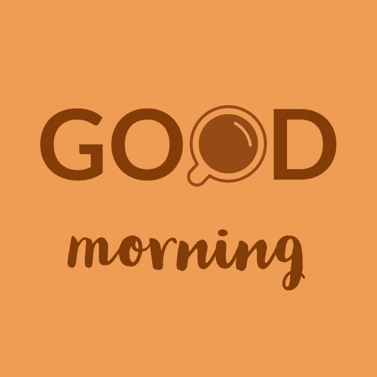 Brown and Orange Good Morning Square Instagram Graphic with Coffee