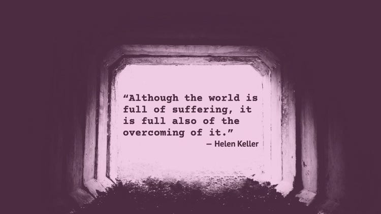 Purple & Pink Helen Keller Quote Motivational Twitter Post