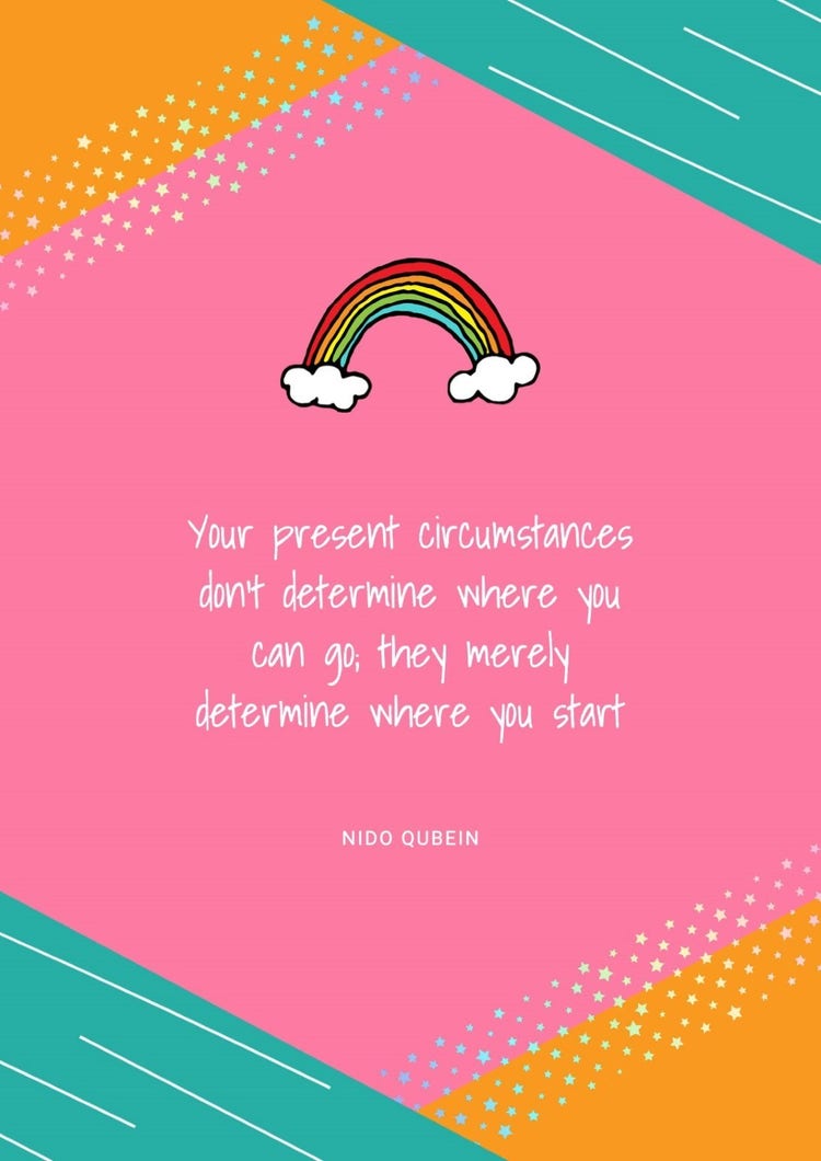 Pink & Multicoloured Rainbow Mental Health Quote A3 Poster