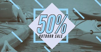 Blue Outdoor Sportswear Sale Facebook Post Ad with Kayakers Facebook Image Size