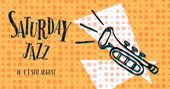 Orange and Black Jazz Party Ad Facebook Banner Twitter Image Size