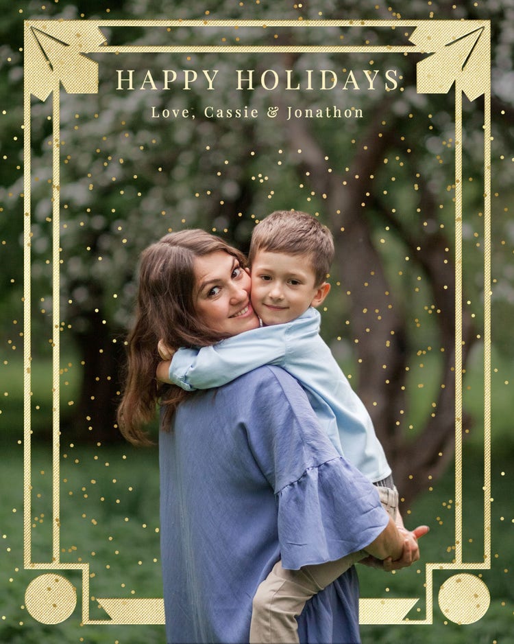 Gold Framed Elegant Holiday Family Photo Instagram Post